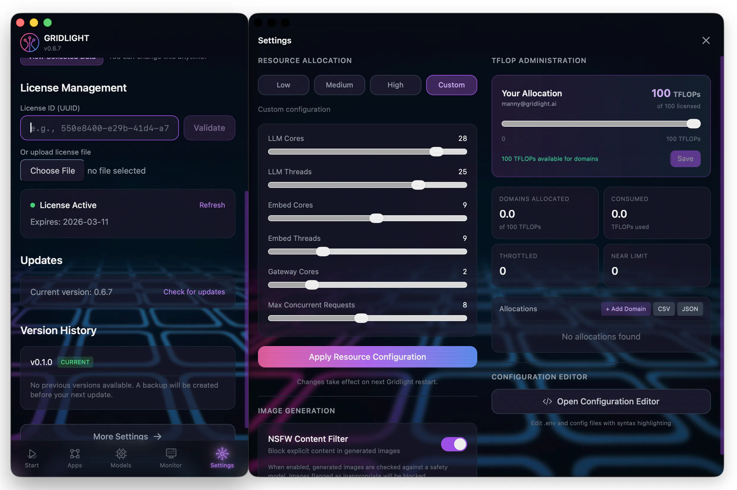 Screenshot: Gridlight setup wizard welcome screen